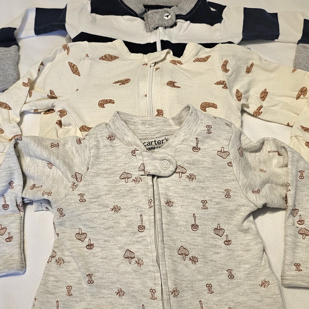 Burts Bees and Carter's Baby Onesies Set - Gray and Cream